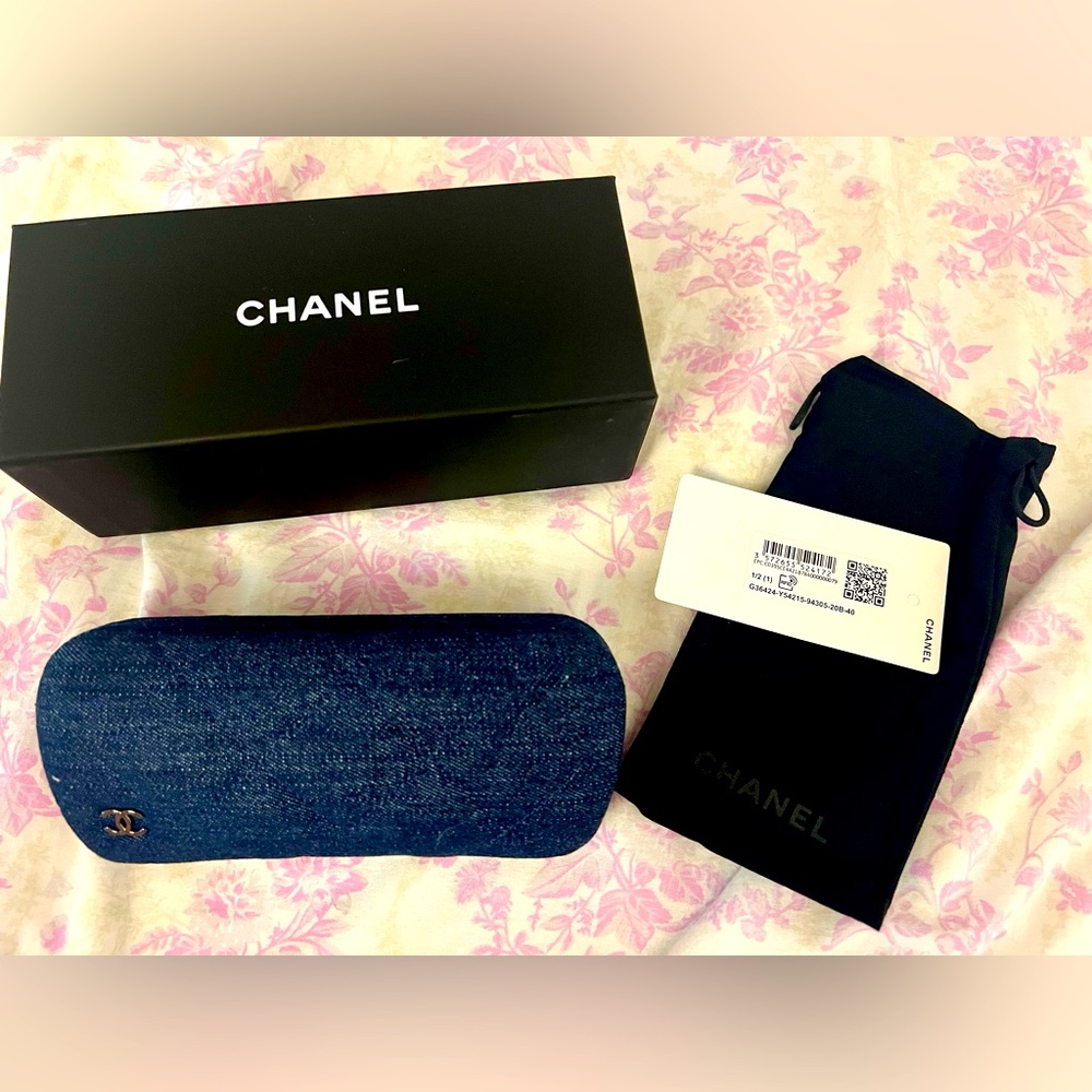 NWT - Chanel Blue Eyeglass Case with Box and Glasses Bag